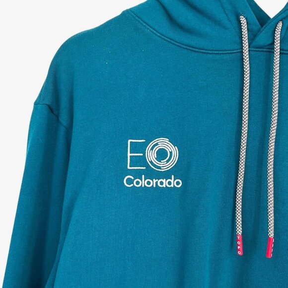 NWT Topo Designs Dirt Hoodie Pond Blue Size XL *LOGO* Pullover Organic Cotton - Picture 3 of 10